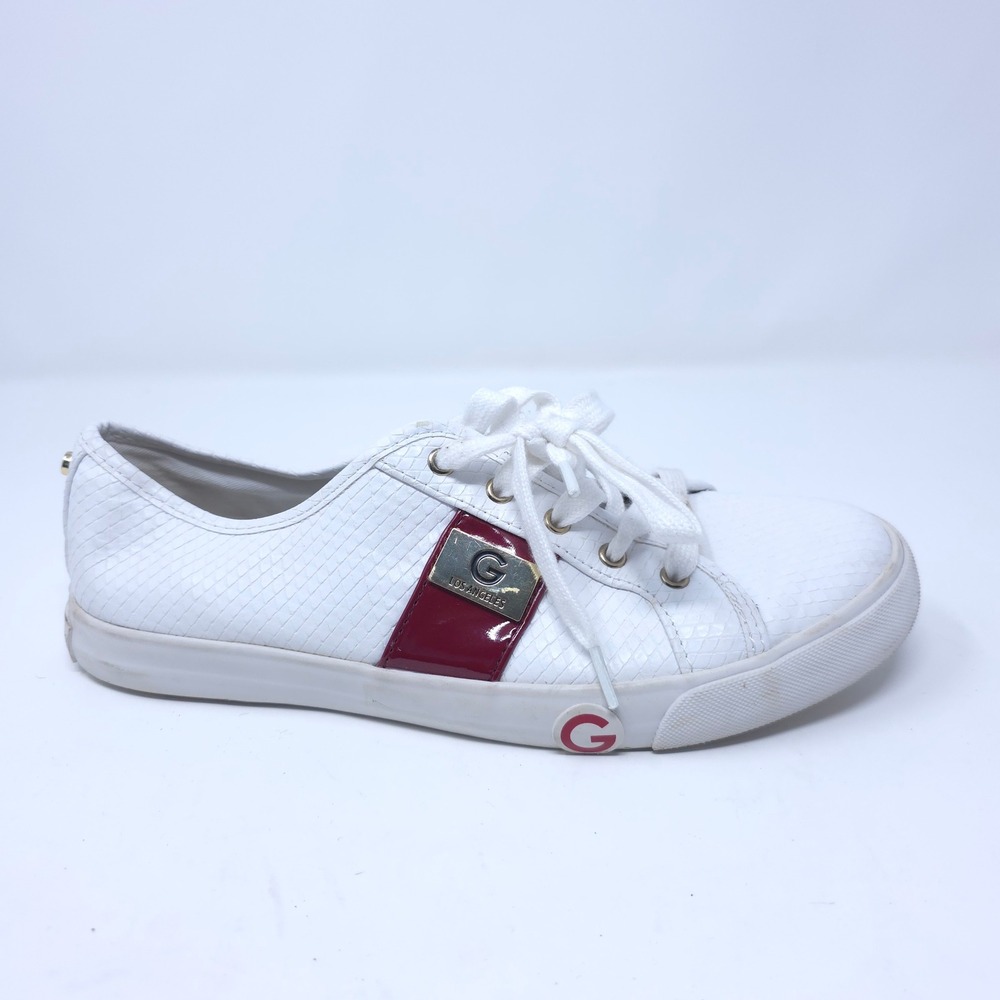 GBG Los Angeles Womens Byron Low Top Sneakers White Red GGBYRONE13-C Size 10M